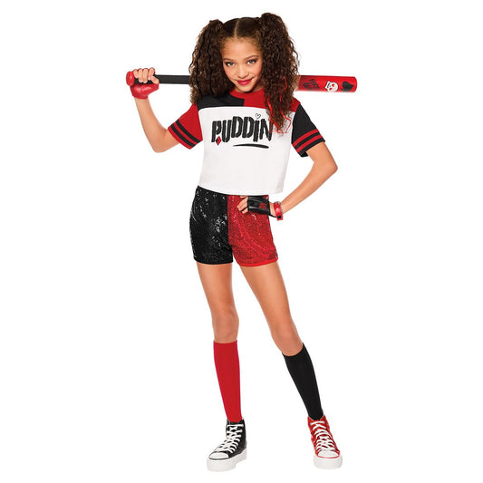 Kids Harley Quinn Puddin Shorts Costume - DC Villains RED/WHITE/BLACK