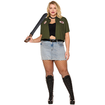 Adult Jason Cropped Work Shirt - Jason Universe GREEN