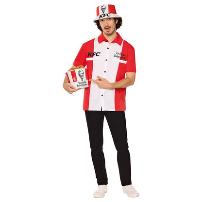 Adult KFC Work Shirt Costume Kit RED