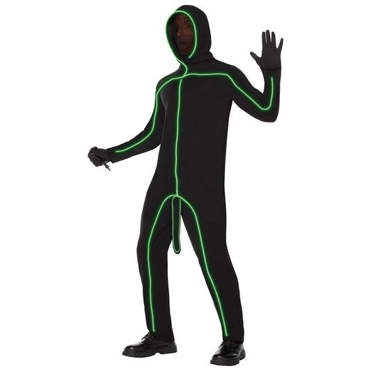 Adult Light-Up Crude Stick Figure Costume BLACK AND  BLUE