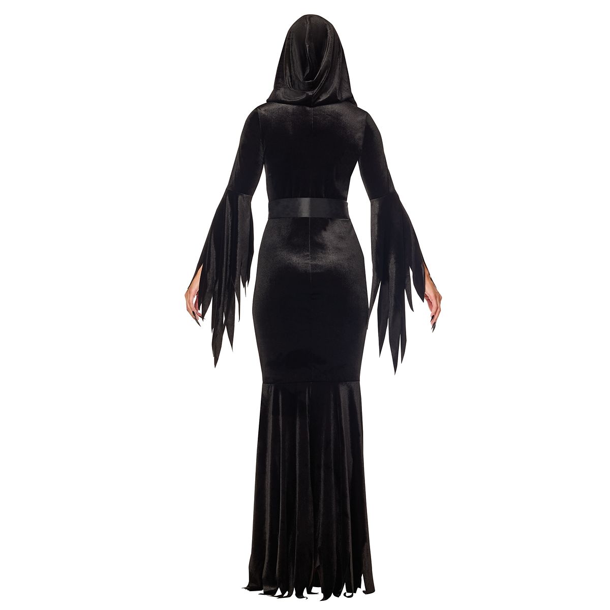 Adult Black Gothic Tattered Hooded Robe BLACK