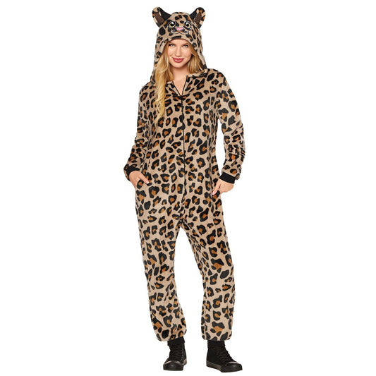 Adult Leopard Jumpsuit Costume BROWN