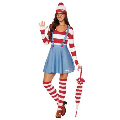 Adult Wenda Dress Costume - Where's Waldo? RED/WHITE/BLUE