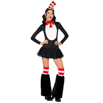 Adult The Cat in the Hat Dress Costume - Dr. Seuss BLACK AND WHITE