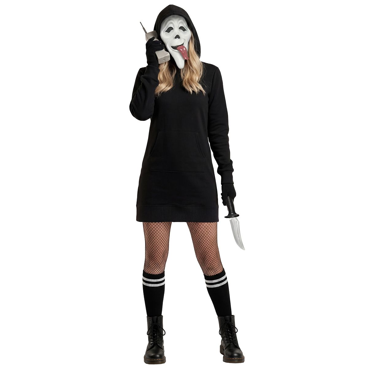 Adult Scary Movie Ghost Face Wassup Costume BLACK