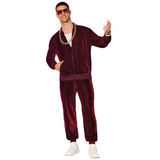 Adult Tracksuit Boss Costume BURGUNDY