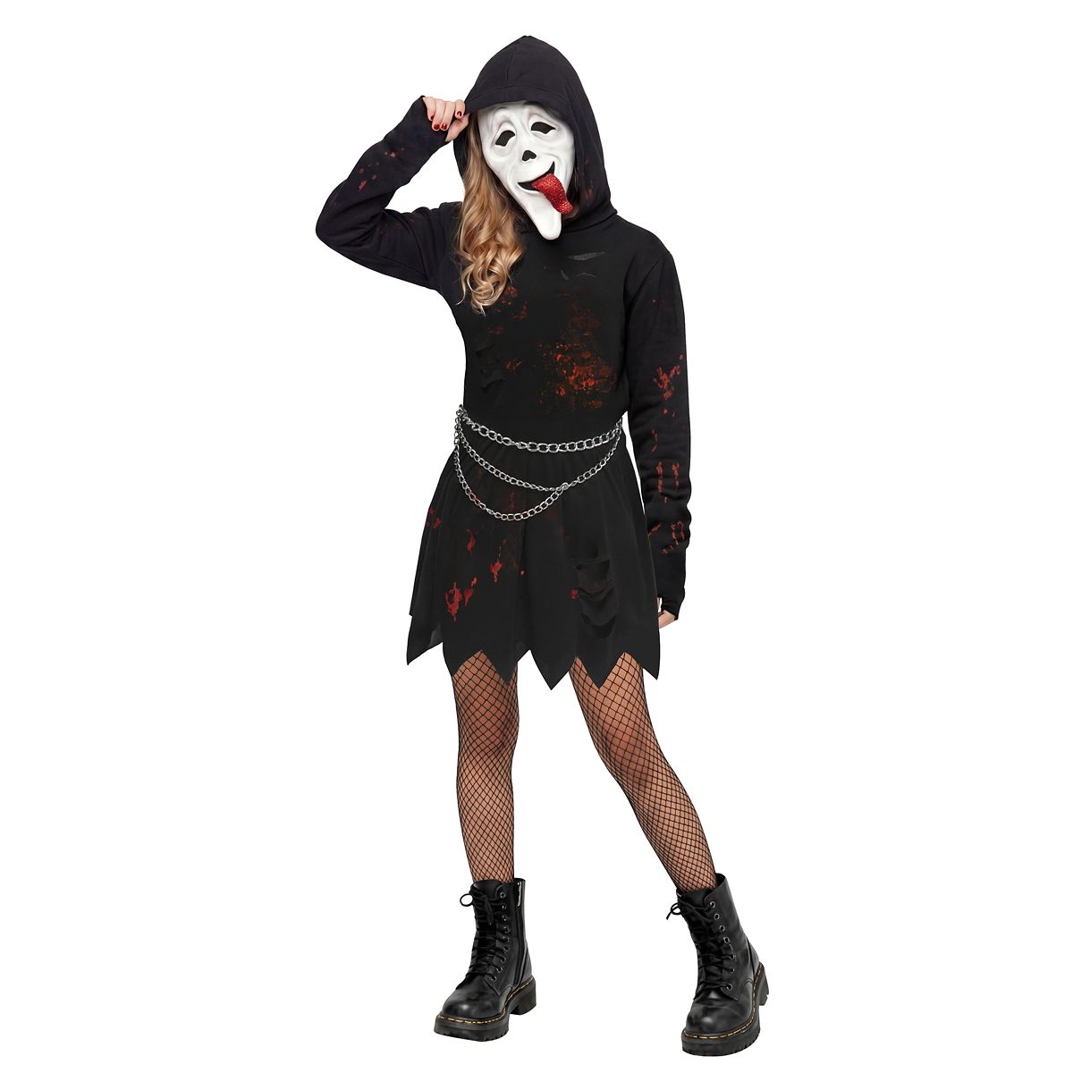 Kids Ghost Face Bling Wassup! Dress Costume BLACK