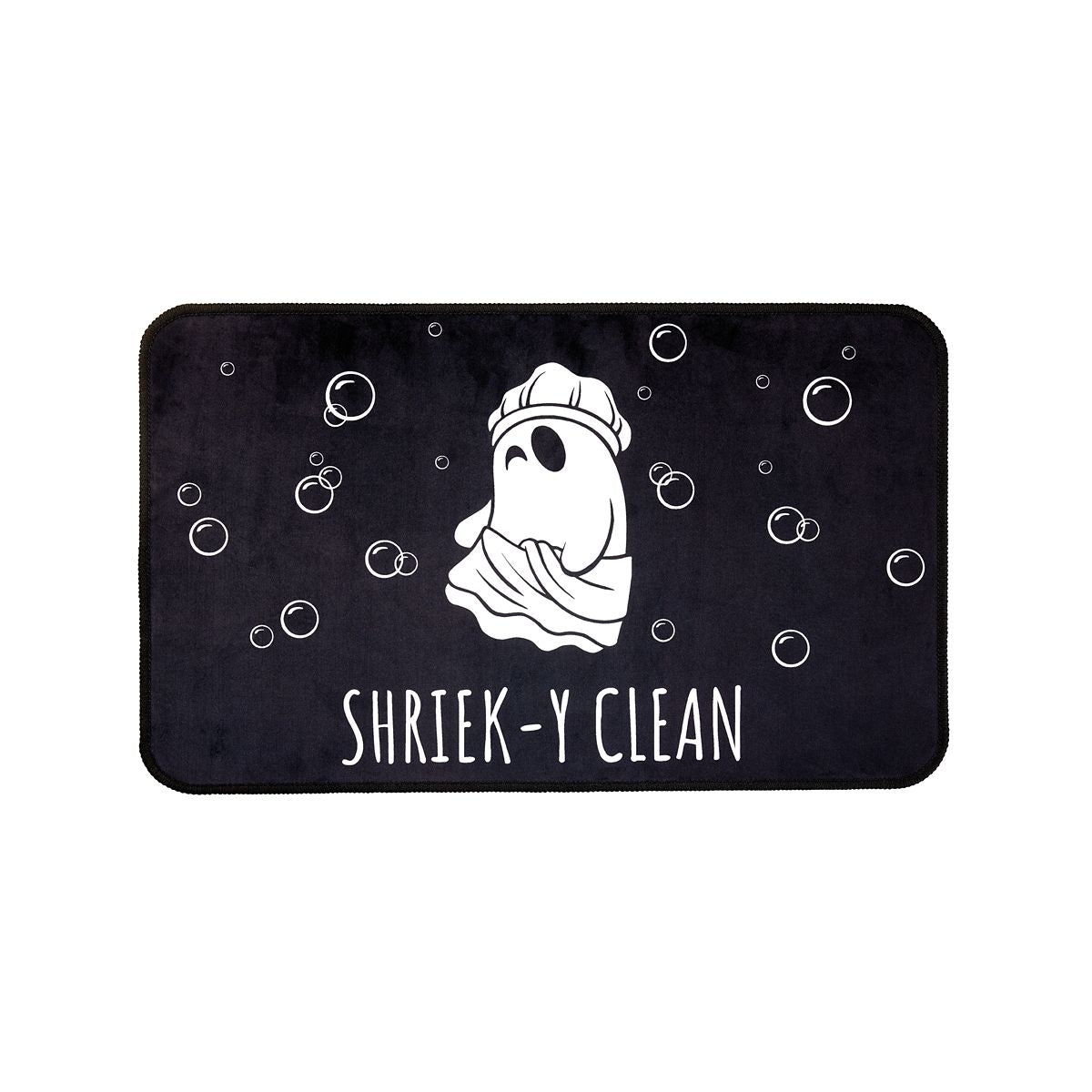 Shriek-y Clean Ghost Bath Mat BLACK AND WHITE