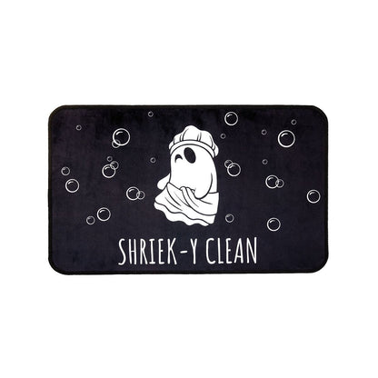 Shriek-y Clean Ghost Bath Mat BLACK AND WHITE