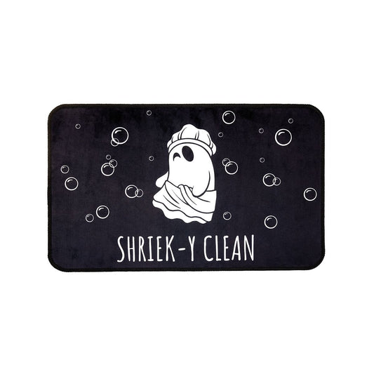 Shriek-y Clean Ghost Bath Mat BLACK AND WHITE