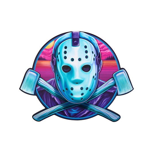 Retro Jason Sign - Friday the 13th the Game NEON PURPLE