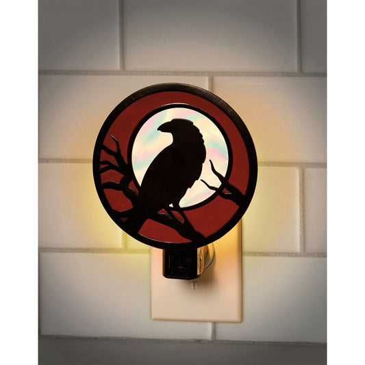Raven Stained Glass Night Light RED