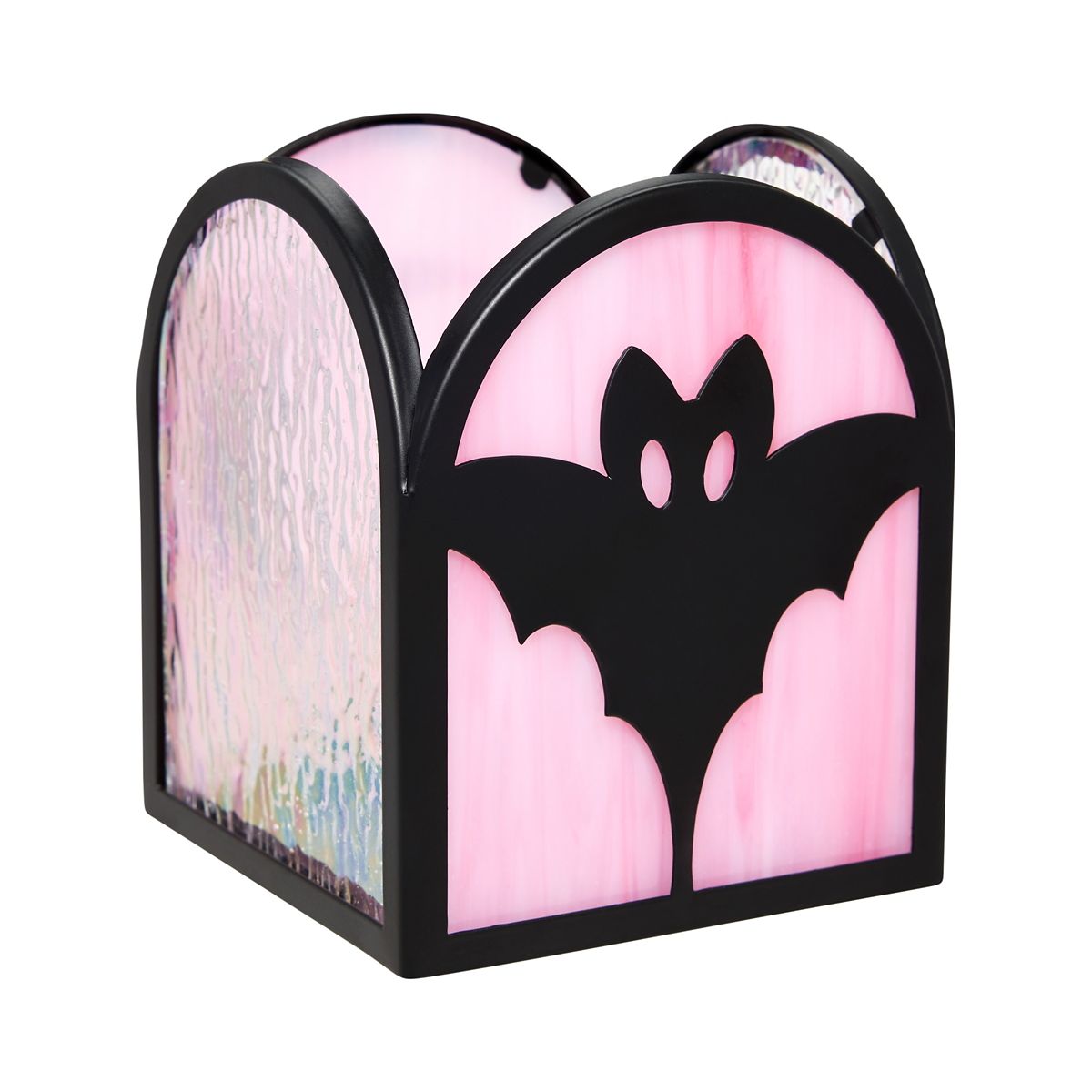 Bat Stained Glass Votive Holder BLACK AND PINK