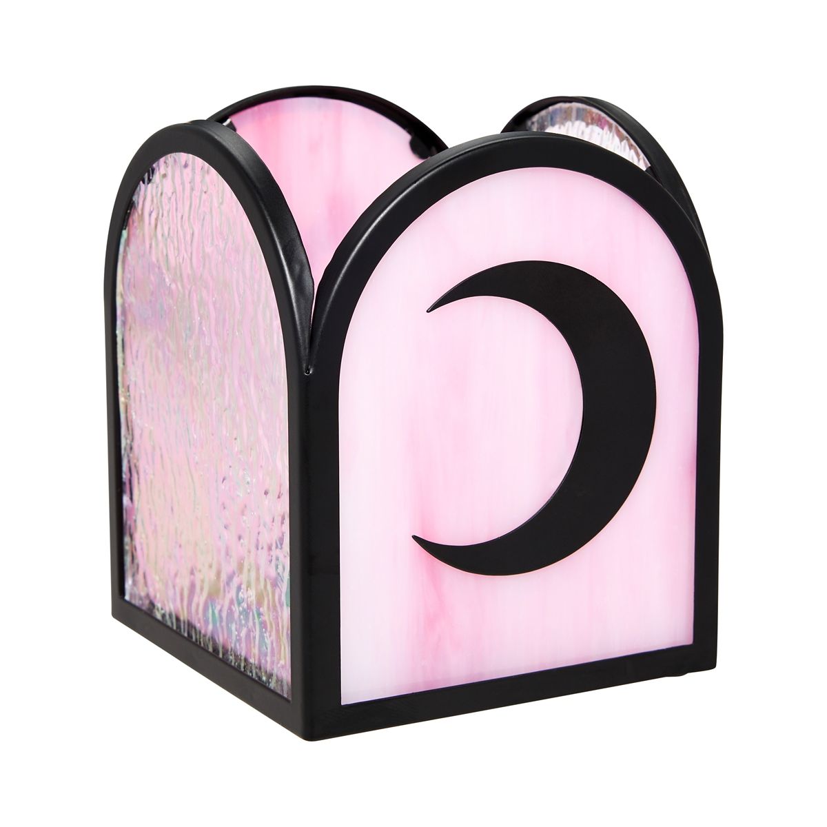 Bat Stained Glass Votive Holder BLACK AND PINK
