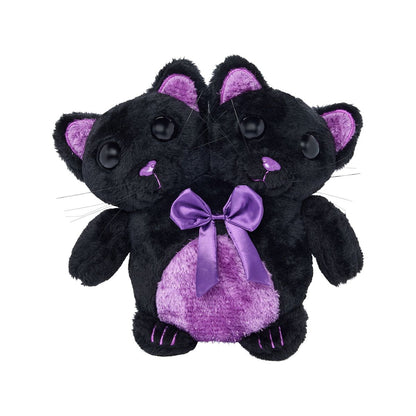 2 Headed Cat Plush Toy BLACK AND PURPLE
