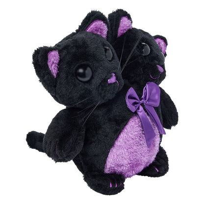 2 Headed Cat Plush Toy BLACK AND PURPLE