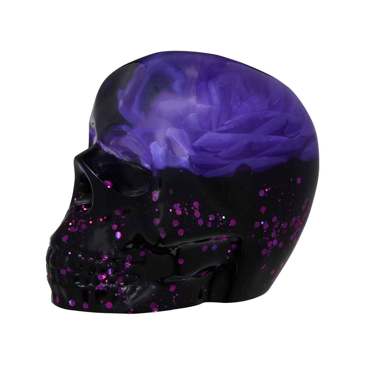 Purple Rose Glass Skull Statue MULTI-COLOR
