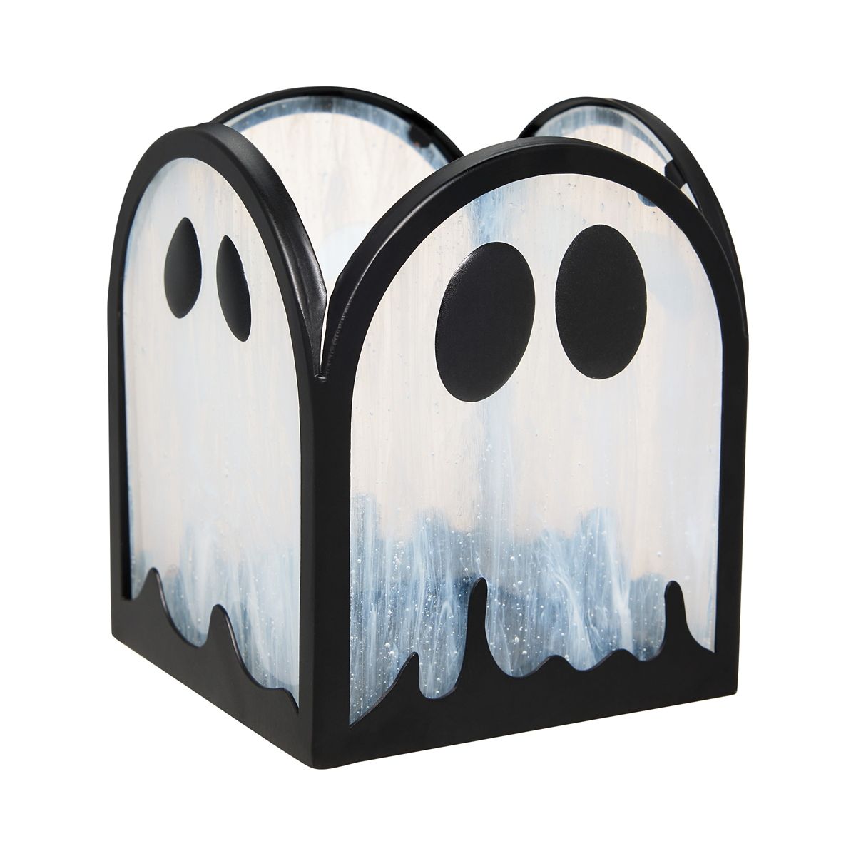 Ghost Stained Glass Votive Holder BLACK AND WHITE