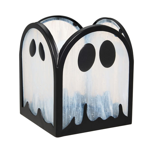 Ghost Stained Glass Votive Holder BLACK AND WHITE