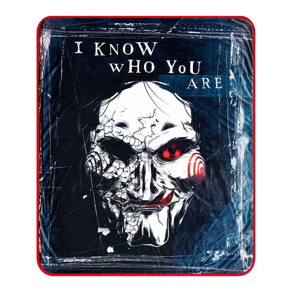Jigsaw Who You Are Fleece Blanket - Saw BLACK AND RED