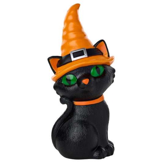 9.6" Light-Up Blow Mold Witch Cat MULTI-COLOR