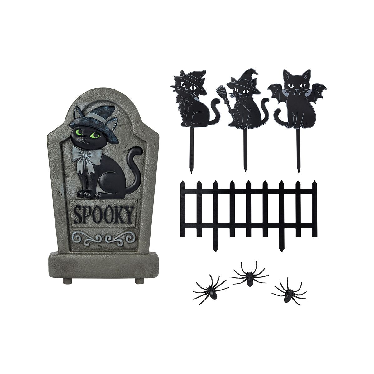 Black Cat Tombstone and Stakes Set