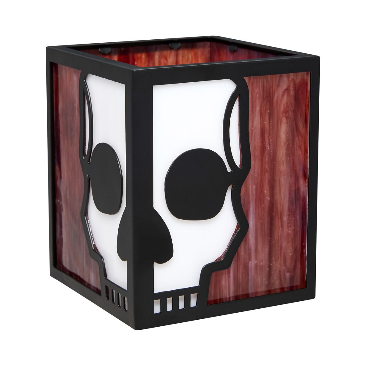 Skull Stained Glass Votive Holder BLACK AND RED