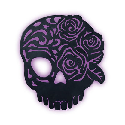 Enchanted Skull LED Light-Up Sign BLACK AND PINK