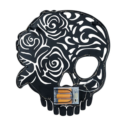 Enchanted Skull LED Light-Up Sign BLACK AND PINK