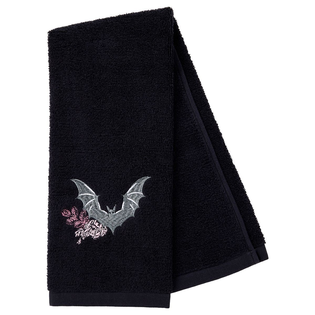 Bat Flower Hand Towel BLACK AND PURPLE