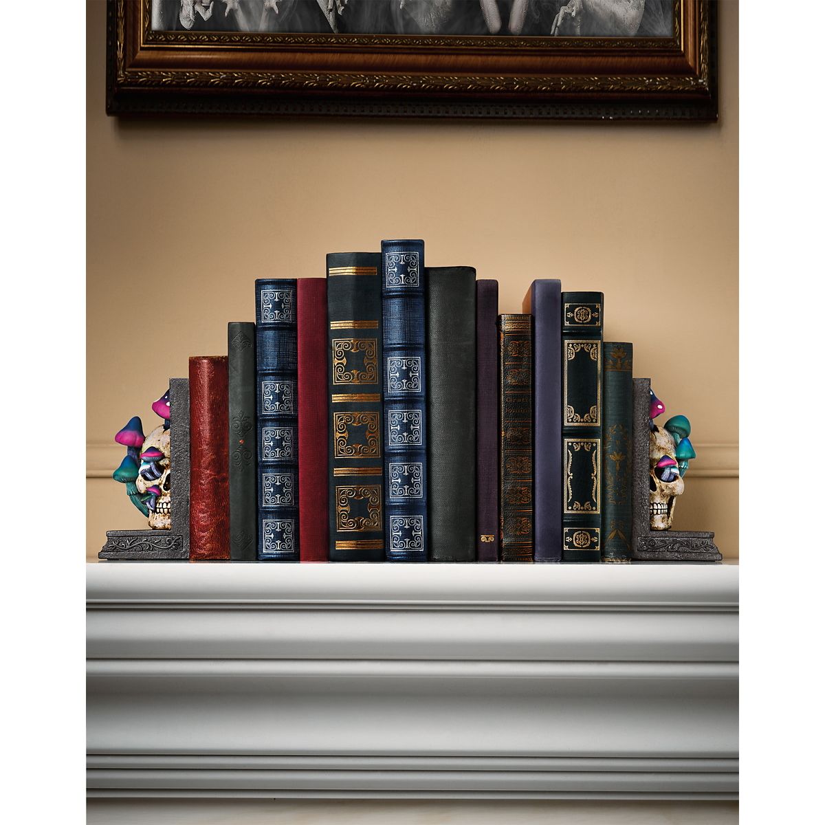 Enchanted Mushroom Skull Bookends MULTI-COLOR
