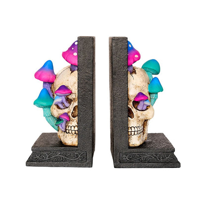 Enchanted Mushroom Skull Bookends MULTI-COLOR