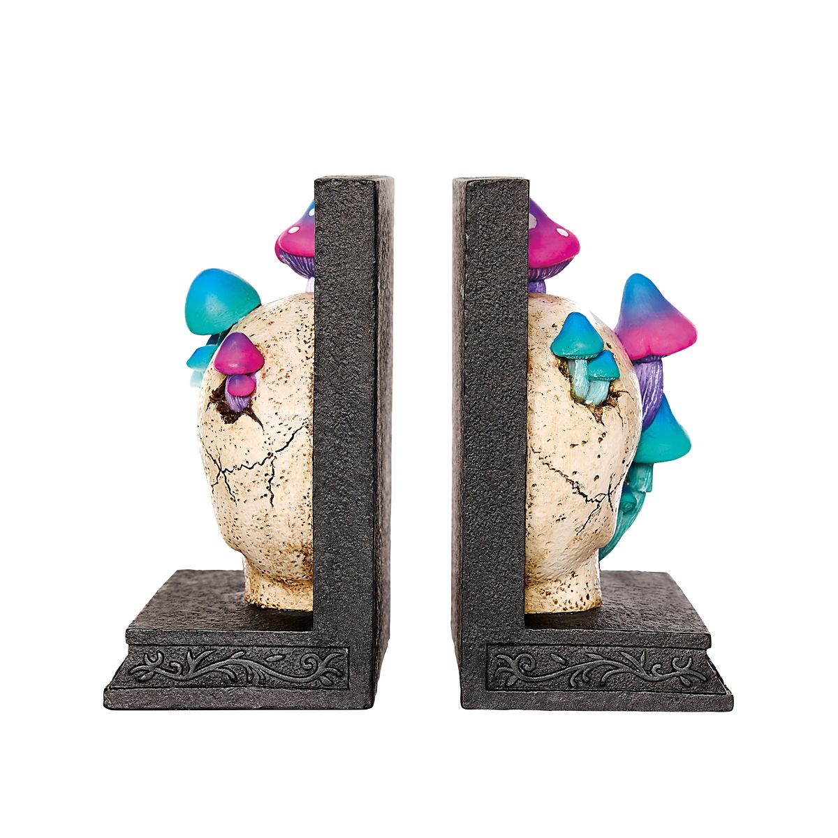 Enchanted Mushroom Skull Bookends MULTI-COLOR