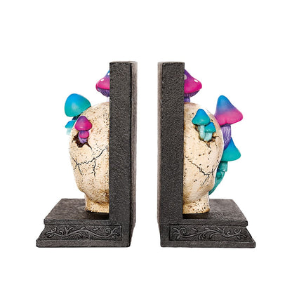 Enchanted Mushroom Skull Bookends MULTI-COLOR