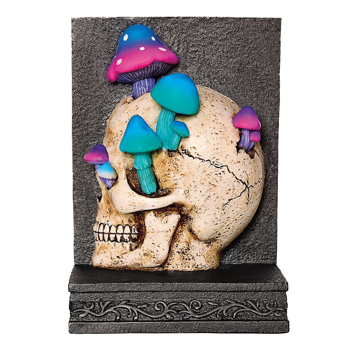 Enchanted Mushroom Skull Bookends MULTI-COLOR