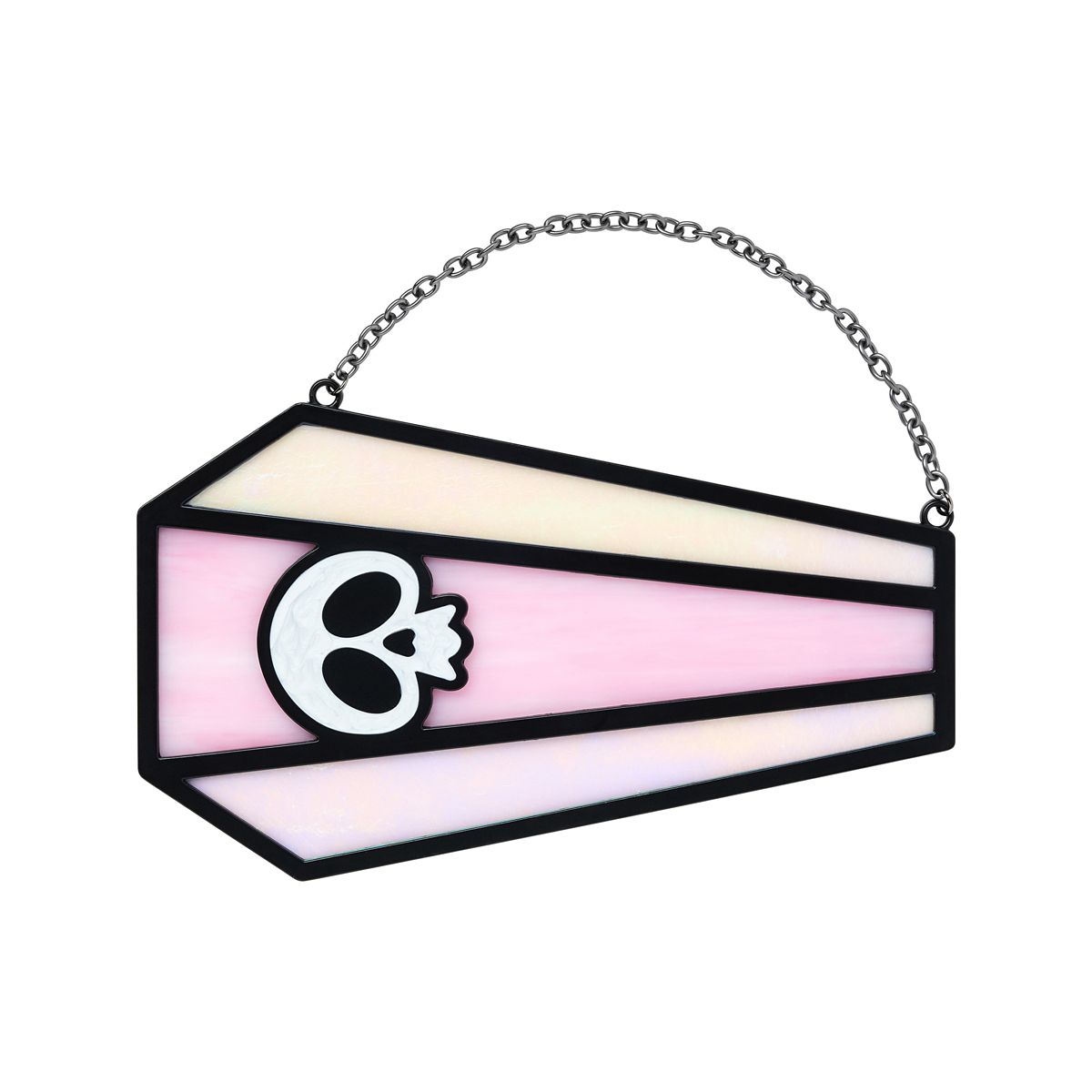 Pink Skull Coffin Suncatcher LIGHT PINK