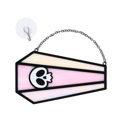 Pink Skull Coffin Suncatcher LIGHT PINK