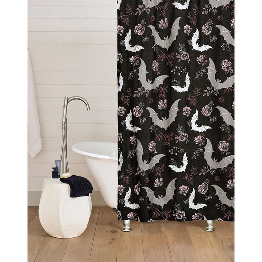 Silver Bats Shower Curtain BLACK AND PURPLE