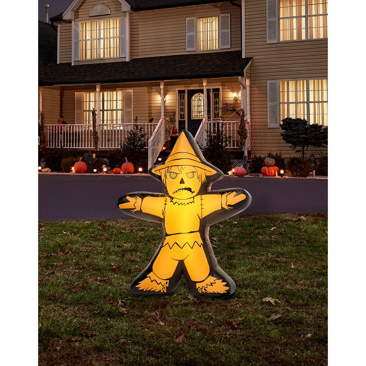2 Ft Light-Up Mini Scarecrow Inflatable Decoration BLACK AND YELLOW