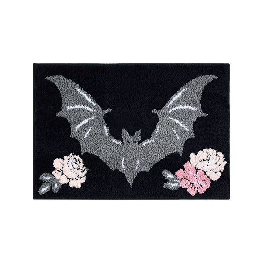 Bat Flower Bath Mat BLACK AND PURPLE