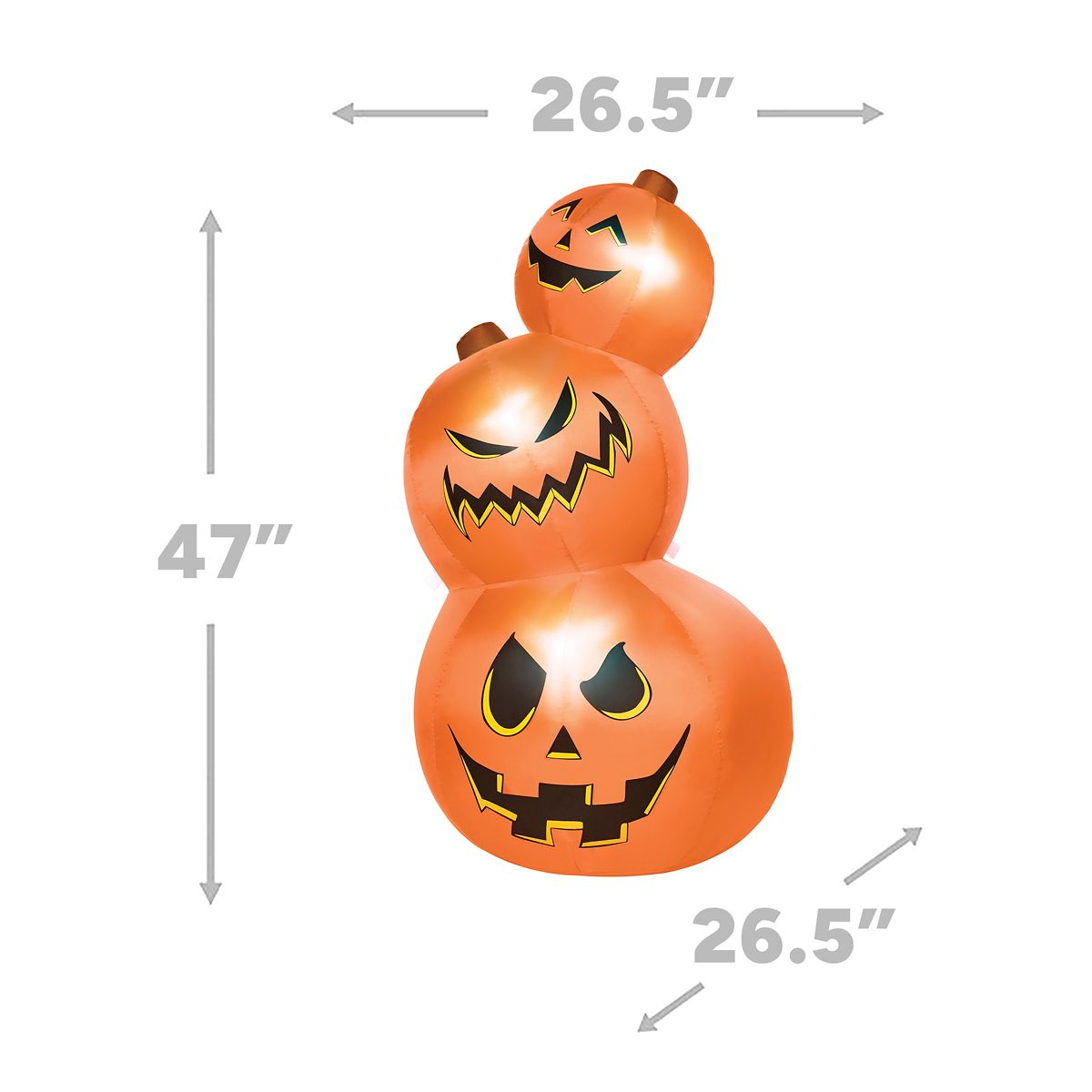 3 Ft 11 In Light-Up Pumpkin Tower Inflatable Decoration ORANGE