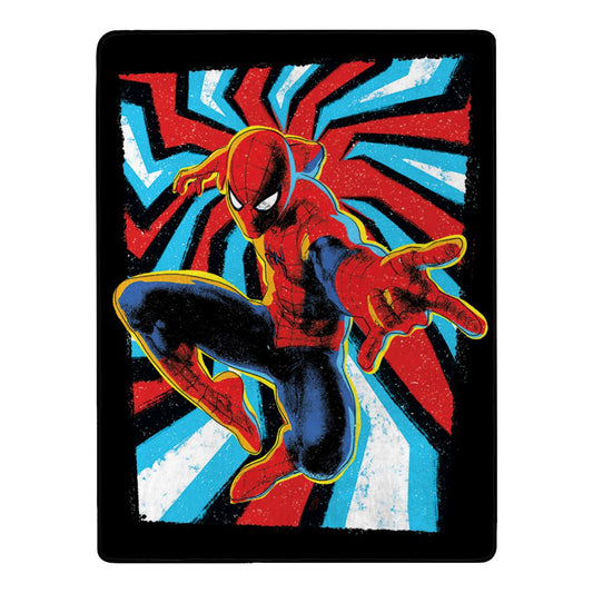Psychedelic Spider-Man Fleece Blanket BLACK/BLUE/RED