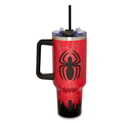 Spider-Man Face City Travel Tumbler with Straw - 40 oz. RED/WHITE/BLACK