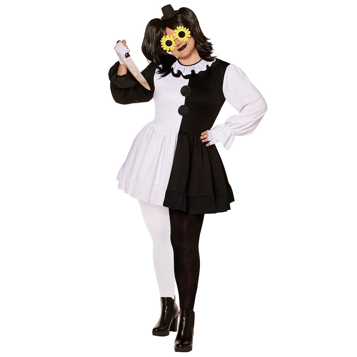 Adult Art the Clown Plus Size Costume - Terrifier BLACK AND WHITE