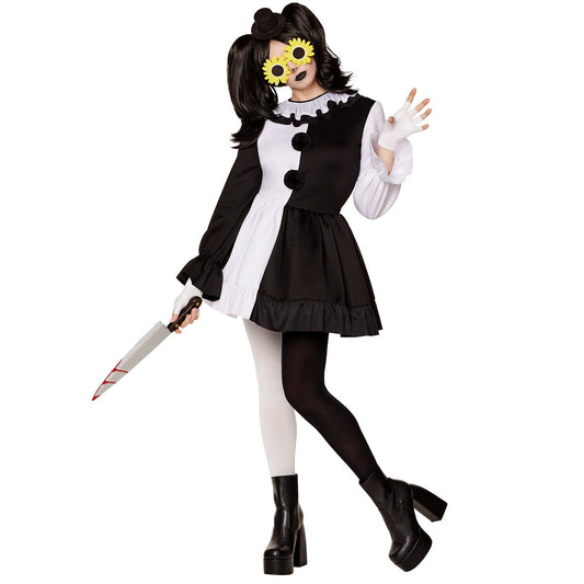 Adult Art the Clown Dress Costume - Terrifier BLACK AND WHITE