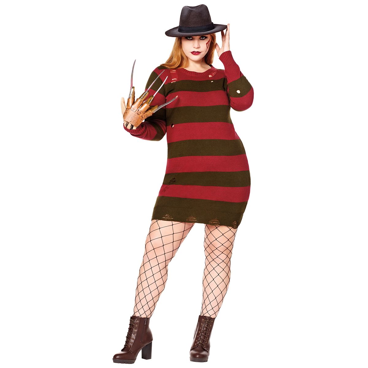 Adult Freddy Krueger Sweater Dress - A Nightmare on Elm Street RED GREEN