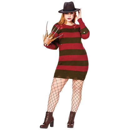 Adult Freddy Krueger Sweater Dress - A Nightmare on Elm Street RED GREEN
