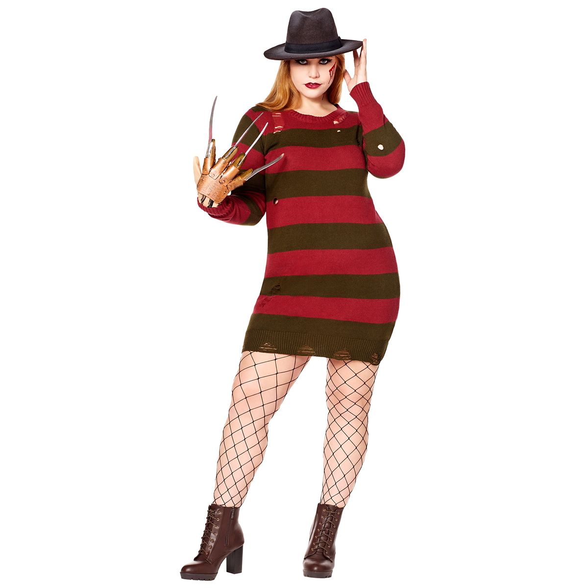 Adult Freddy Krueger Sweater Dress - A Nightmare on Elm Street RED GREEN