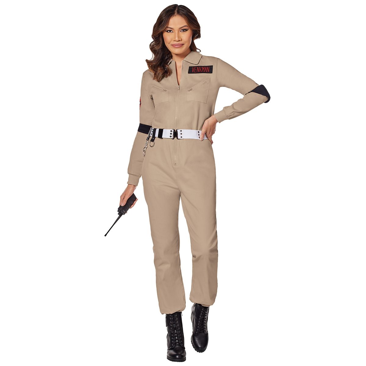 Adult Womens Ghostbusters One Piece Costume - Ghostbusters Classic TAN