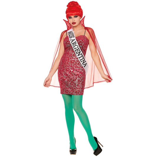 Adult Miss Argentina Dress Costume - Beetlejuice RED